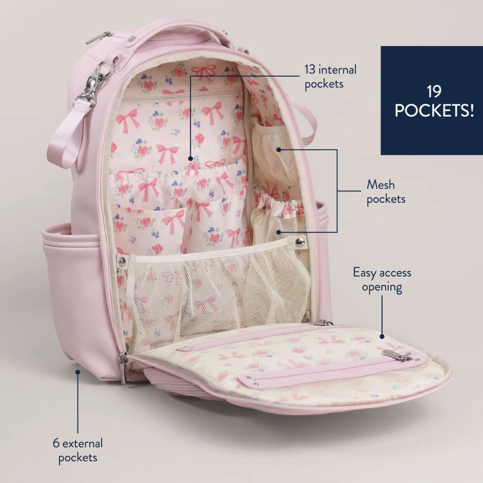 Itzy Ritzy Ribbons & Roses Boss Plus Diaper Bag Backpack