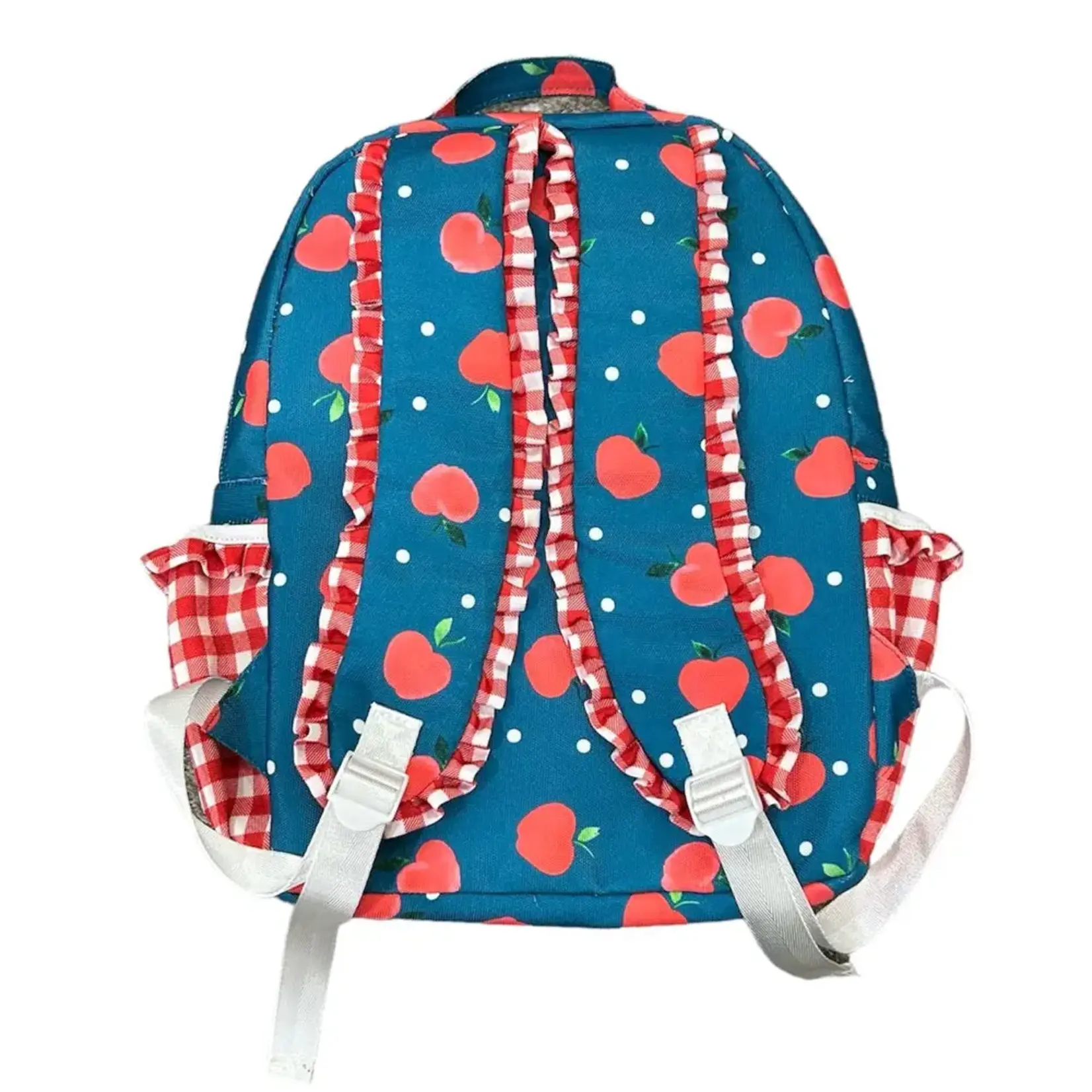 Apples on Navy Ruffle Backpack