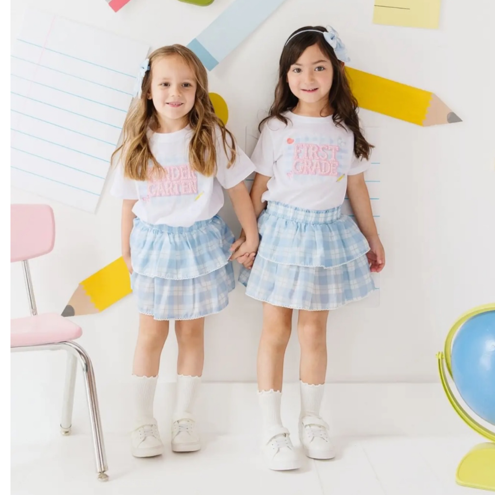 Sweet Wink Blue Plaid Skort