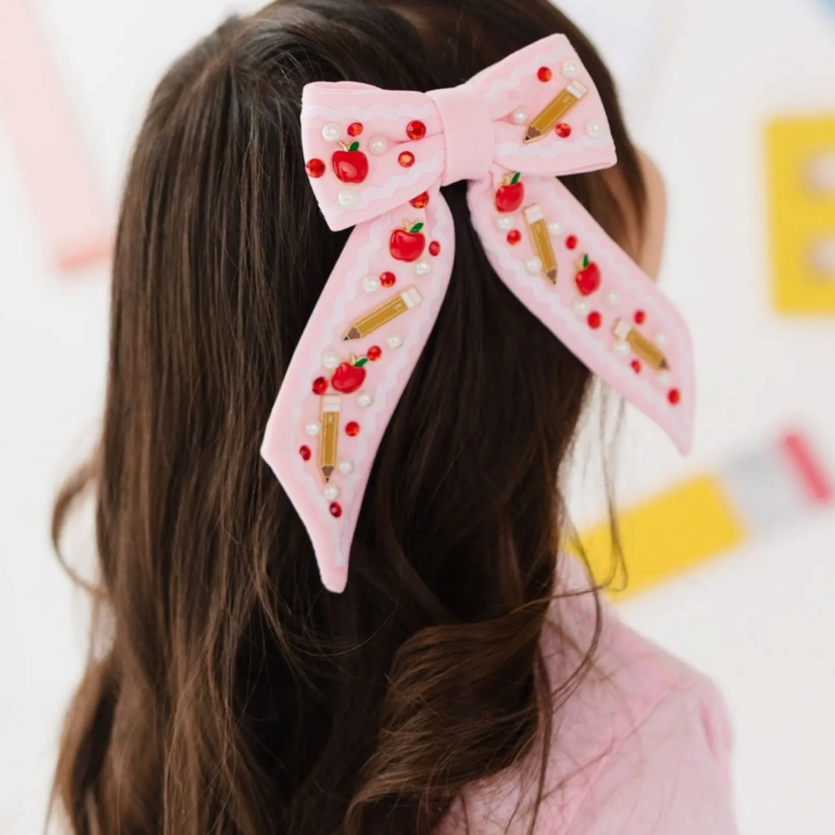 Sweet Wink Apple Gemstone Bow Clip