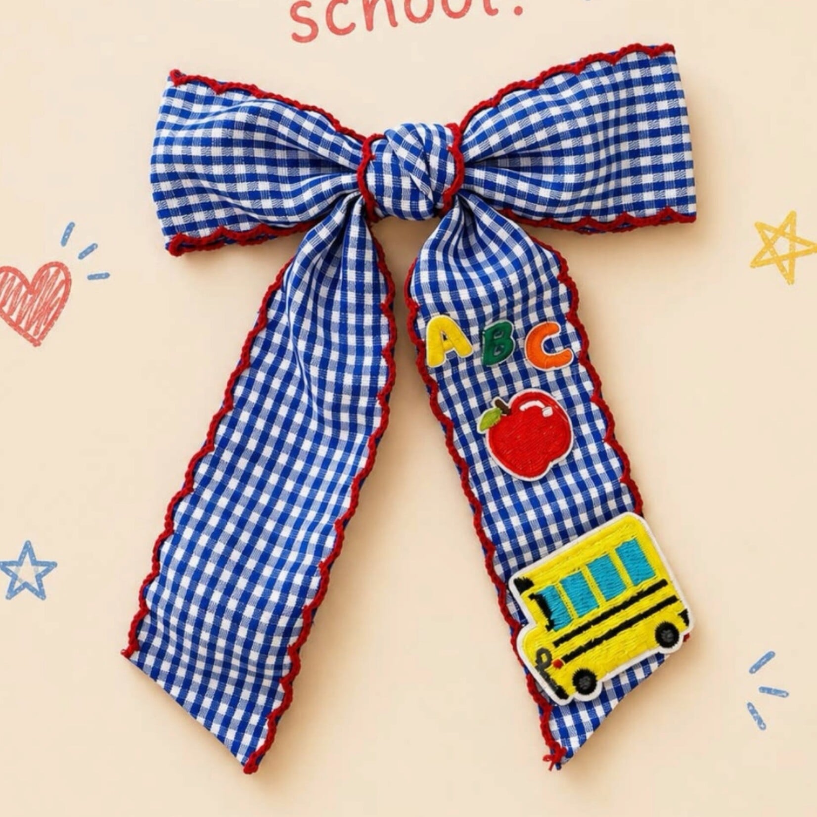 Cheeky Plum School Rules Gingham Long Tail Bow