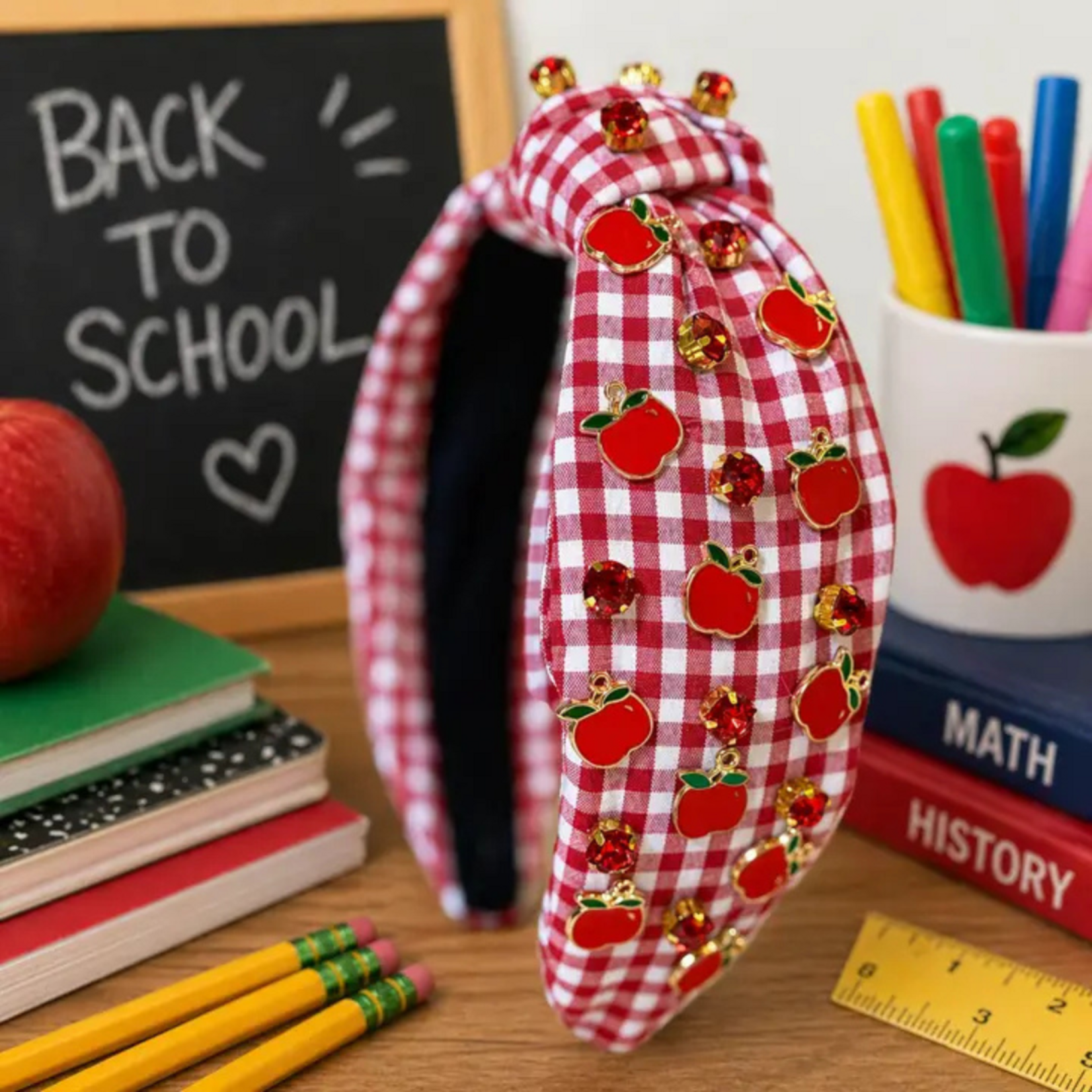 Cheeky Plum Apple Gingham Chunky Headband