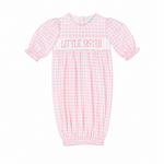 Sweet Tupelo Newborn Little Sister Pink Gingham Gown