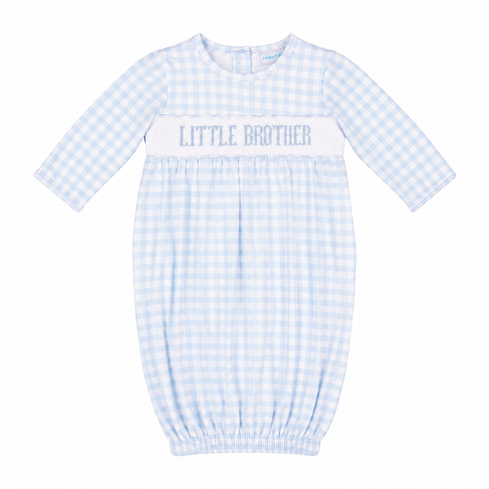 Sweet Tupelo Newborn Little Brother Blue Gingham Gown