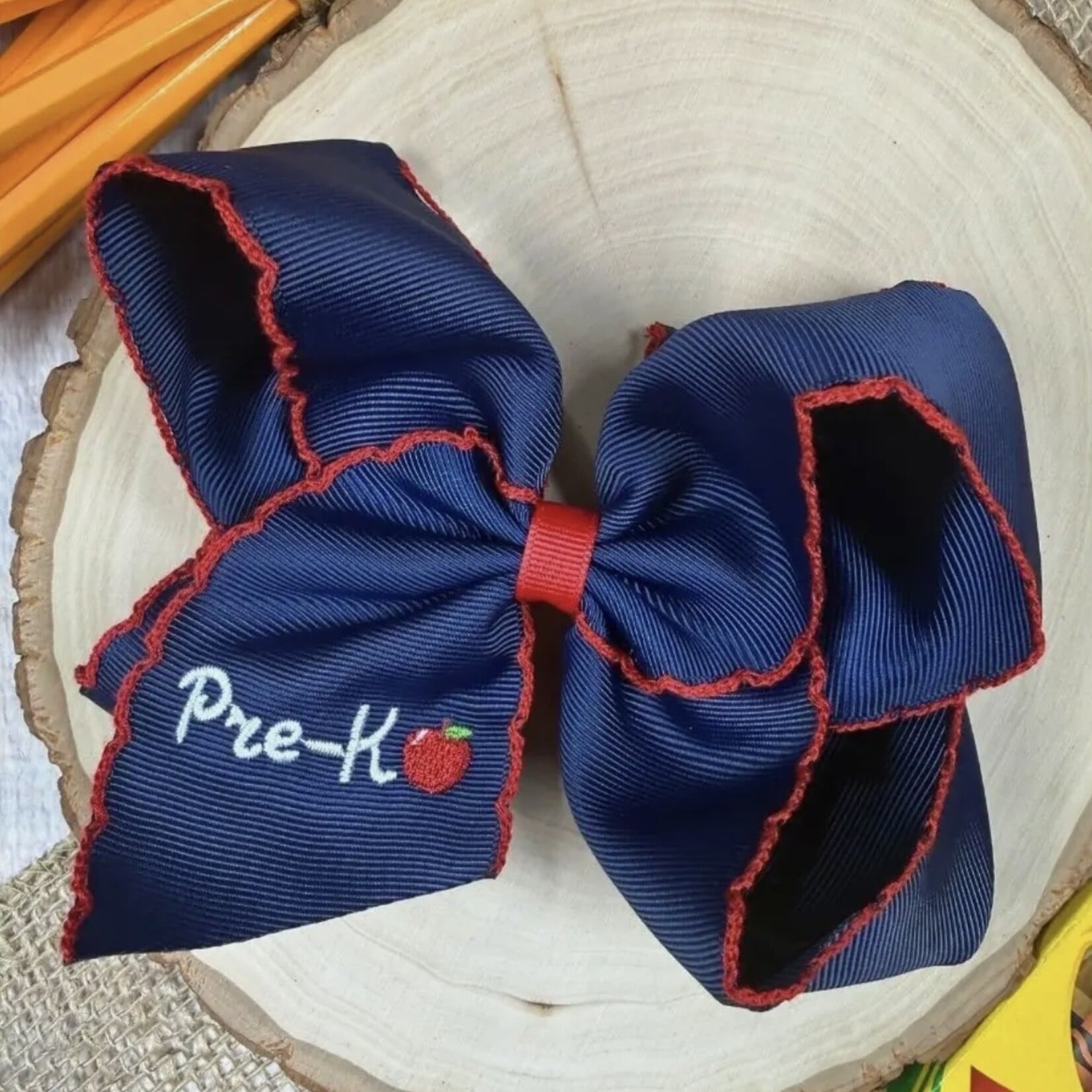 The Hairbow Co. 5" Embroidered Apple Bow