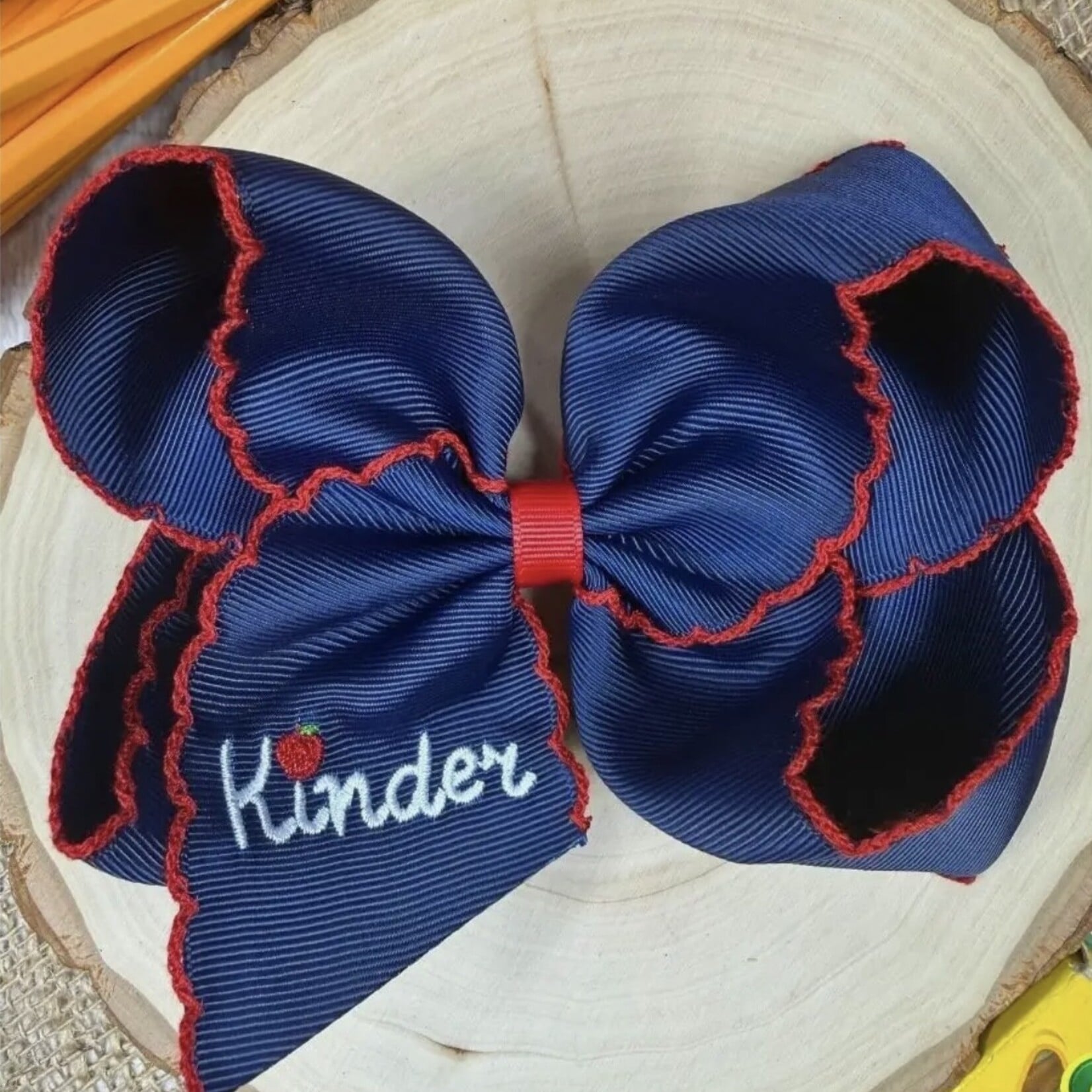 The Hairbow Co. 5" Embroidered Apple Bow