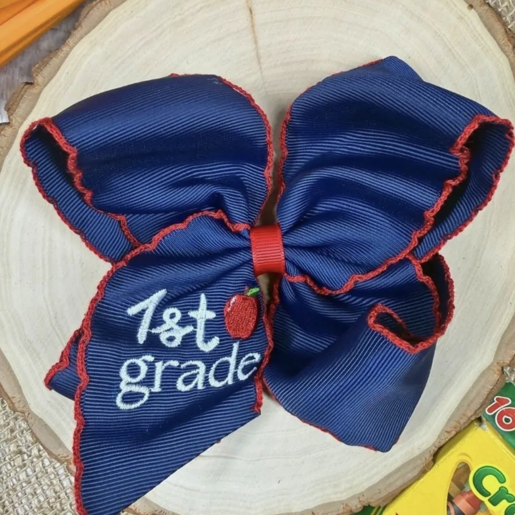 The Hairbow Co. 5" Embroidered Apple Bow