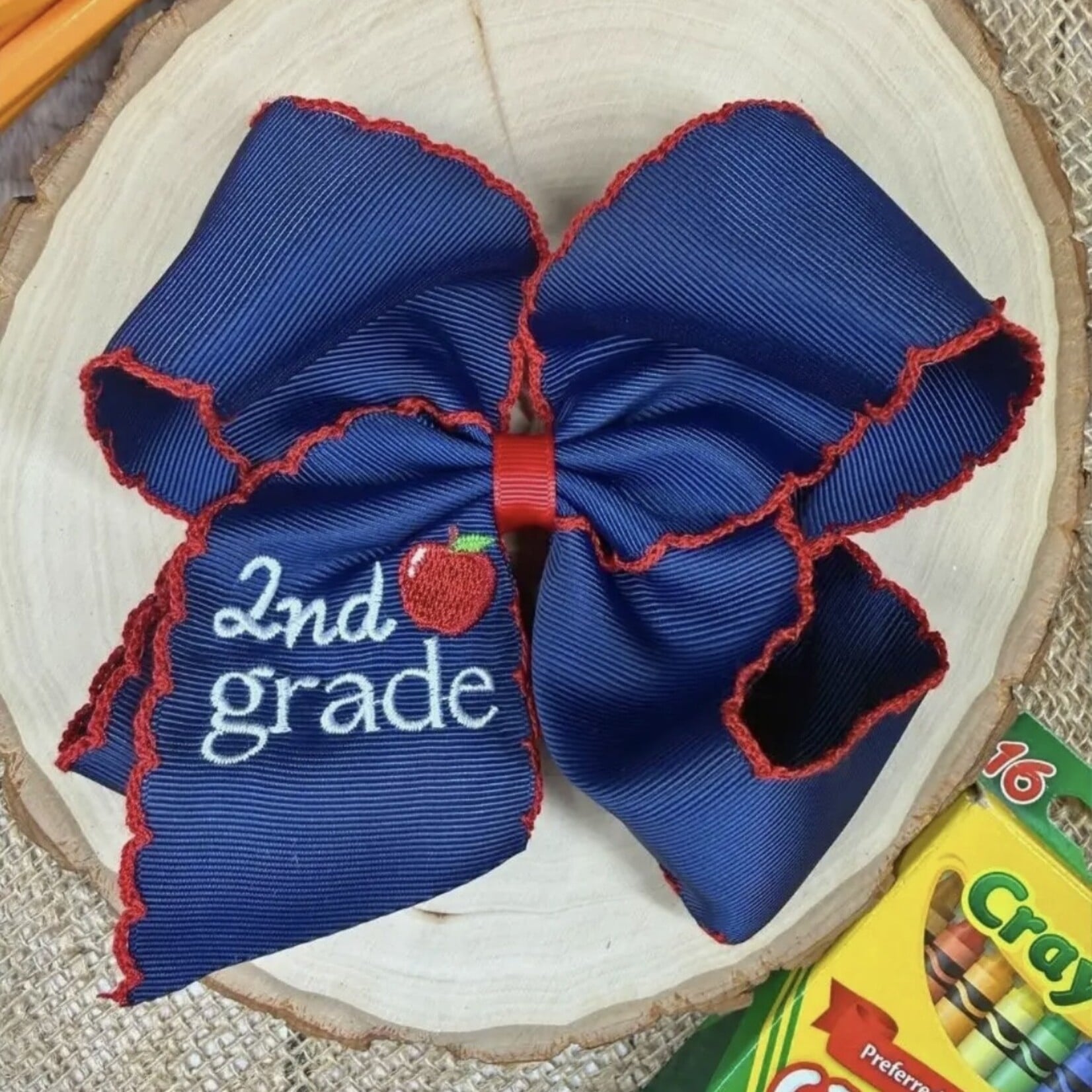 The Hairbow Co. 5" Embroidered Apple Bow