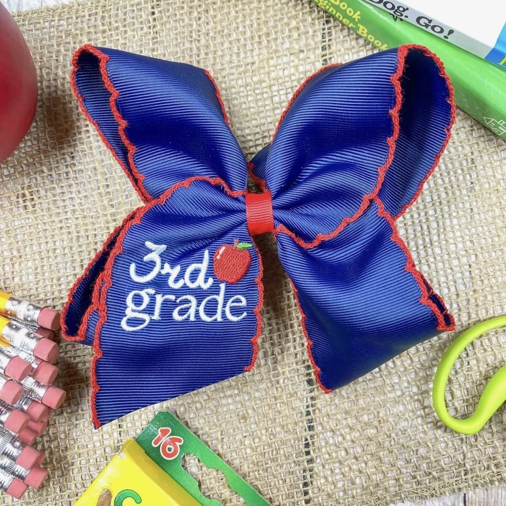 The Hairbow Co. 5" Embroidered Apple Bow