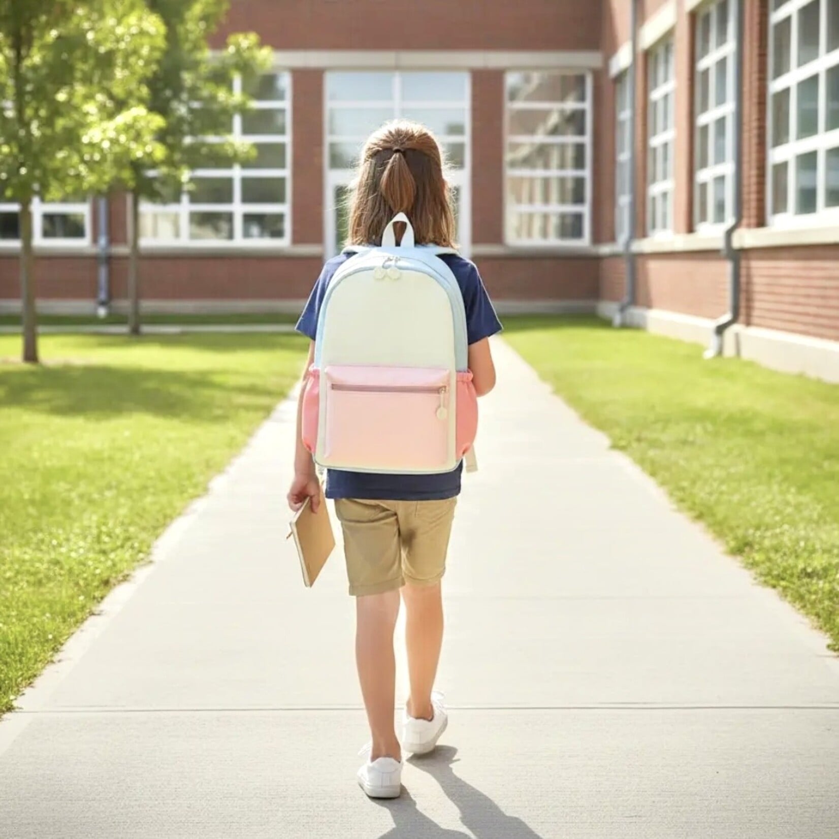 Pink Color Block Nylon Backpack
