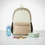 Khaki Color Block Nylon Backpack