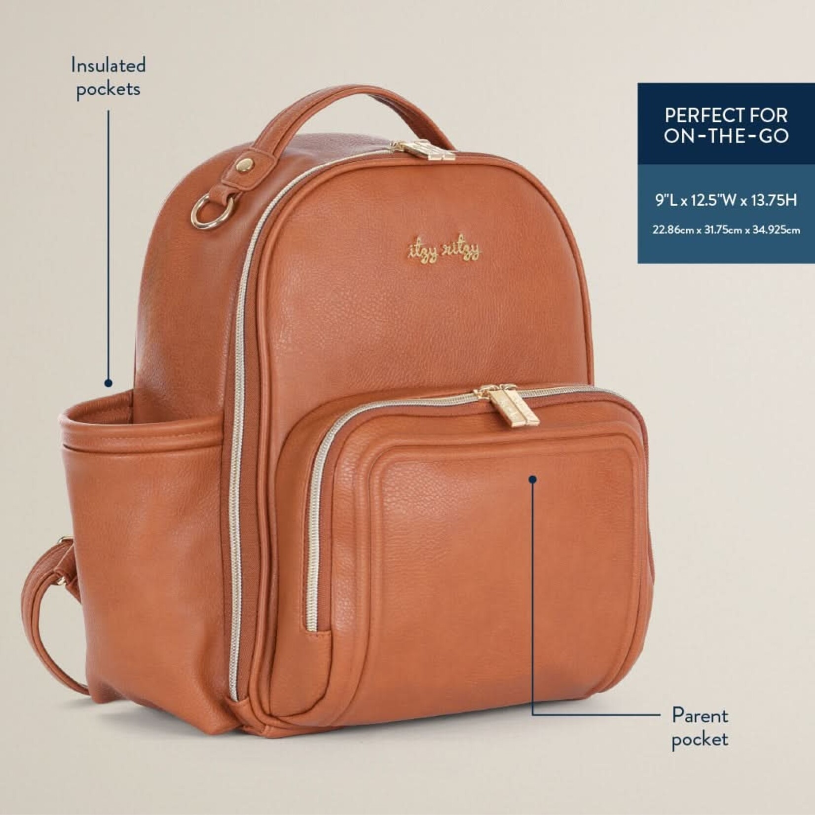 Cognac Itzy Mini Plus Diaper Bag Backpack