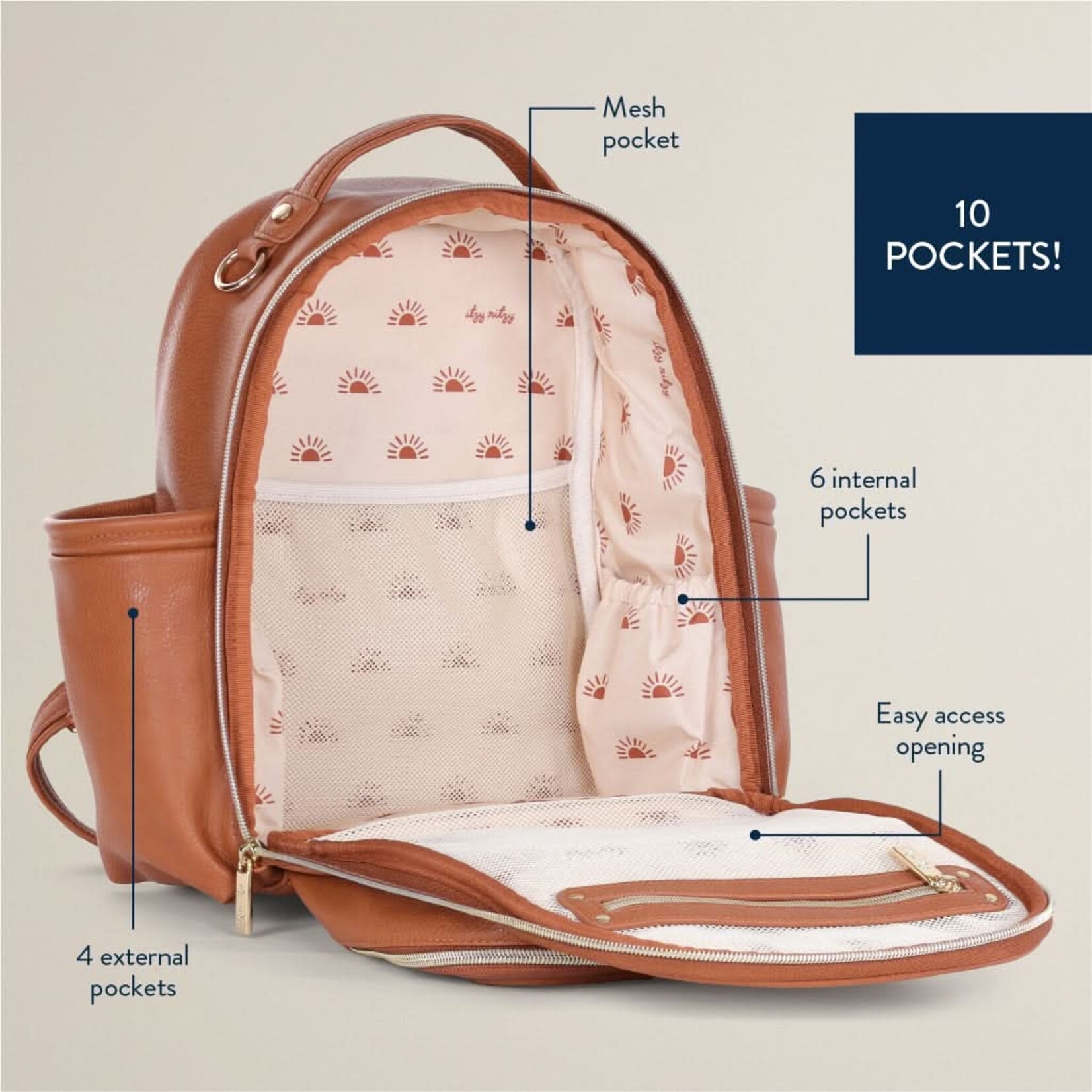 Cognac Itzy Mini Plus Diaper Bag Backpack