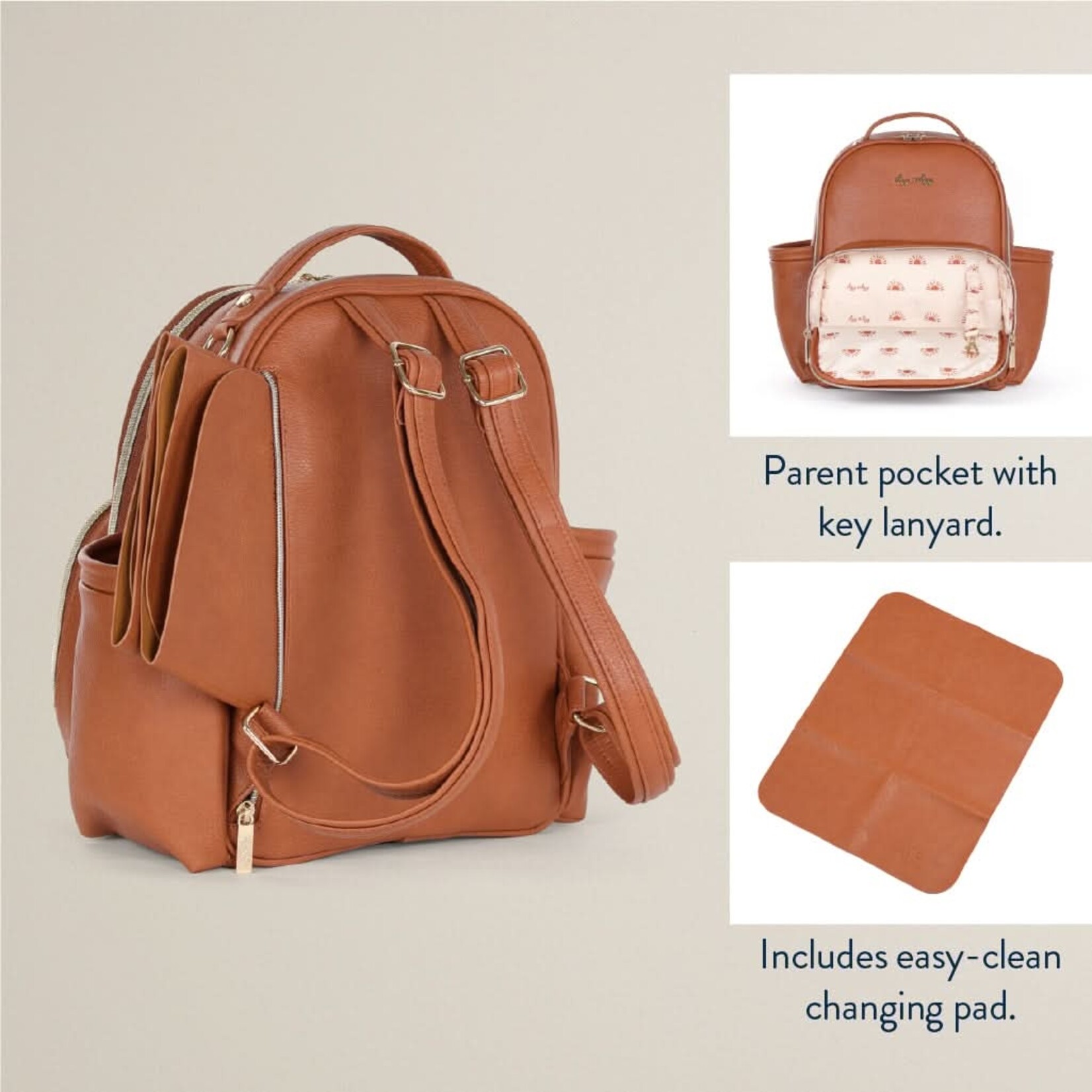Cognac Itzy Mini Plus Diaper Bag Backpack