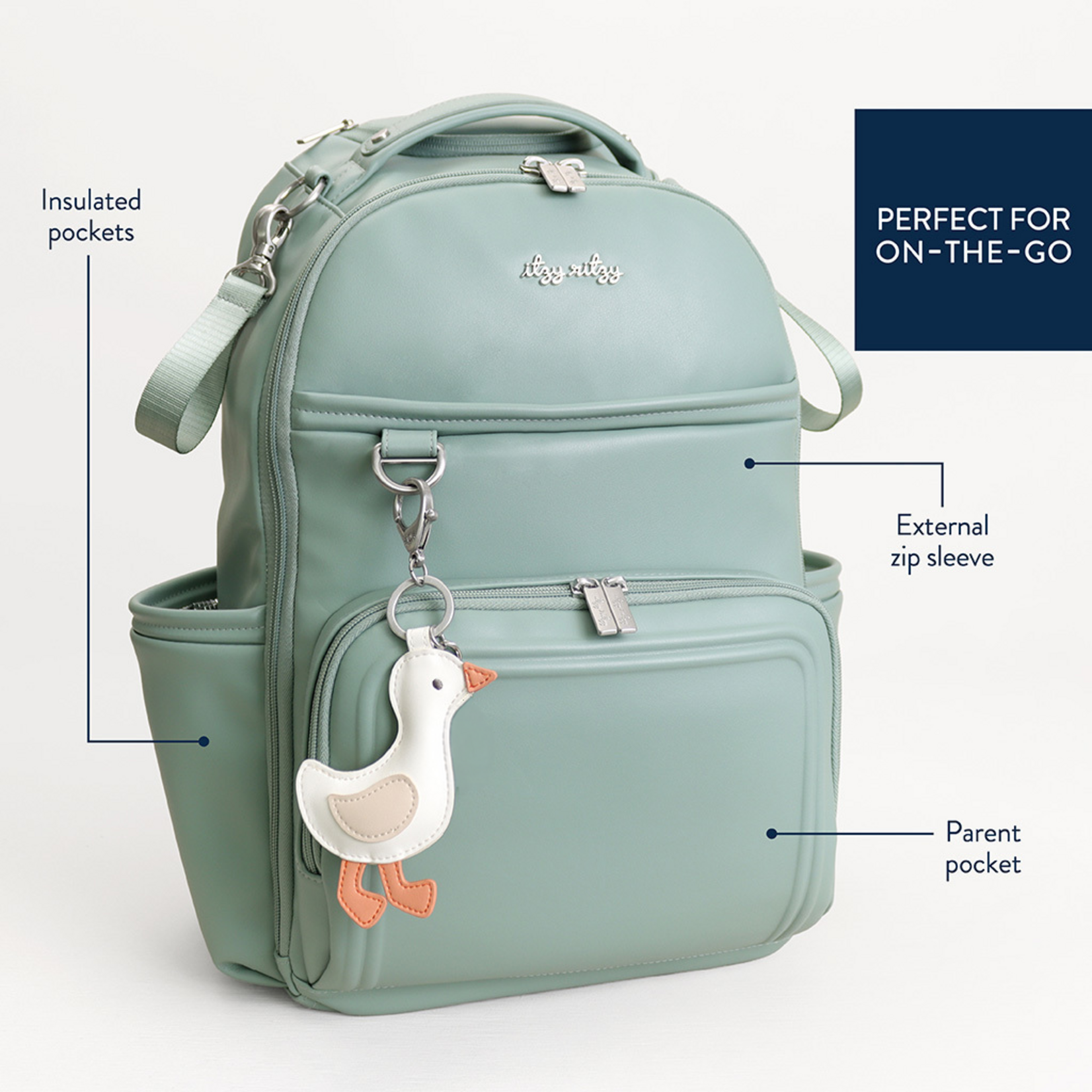 Itzy Ritzy Sage Silly Goose Boss Plus Diaper Bag Backpack