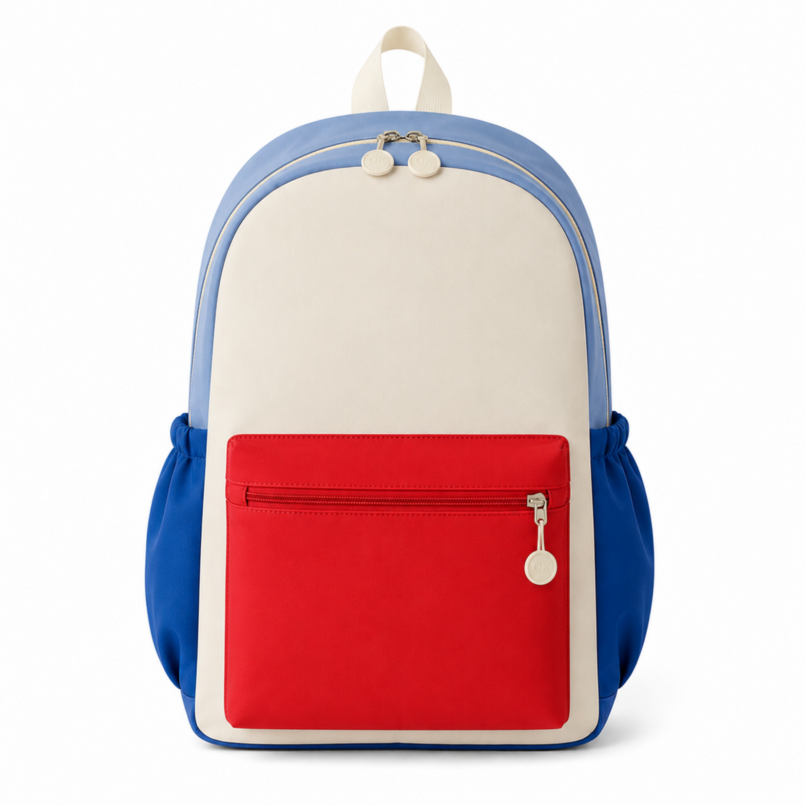 Red Color Block Nylon Backpack