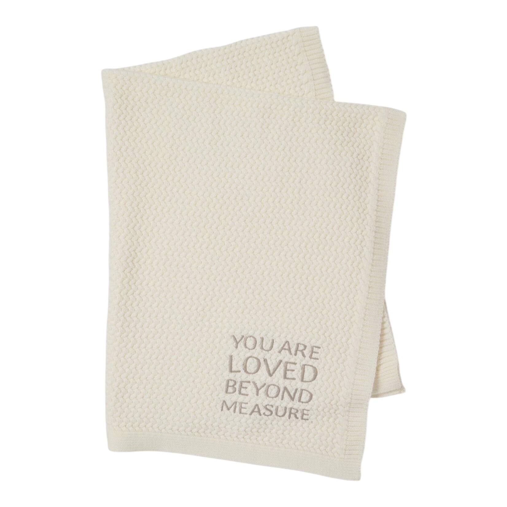 Cupcakes & Cartwheels You Are Loved Creamy White Knit Blanket