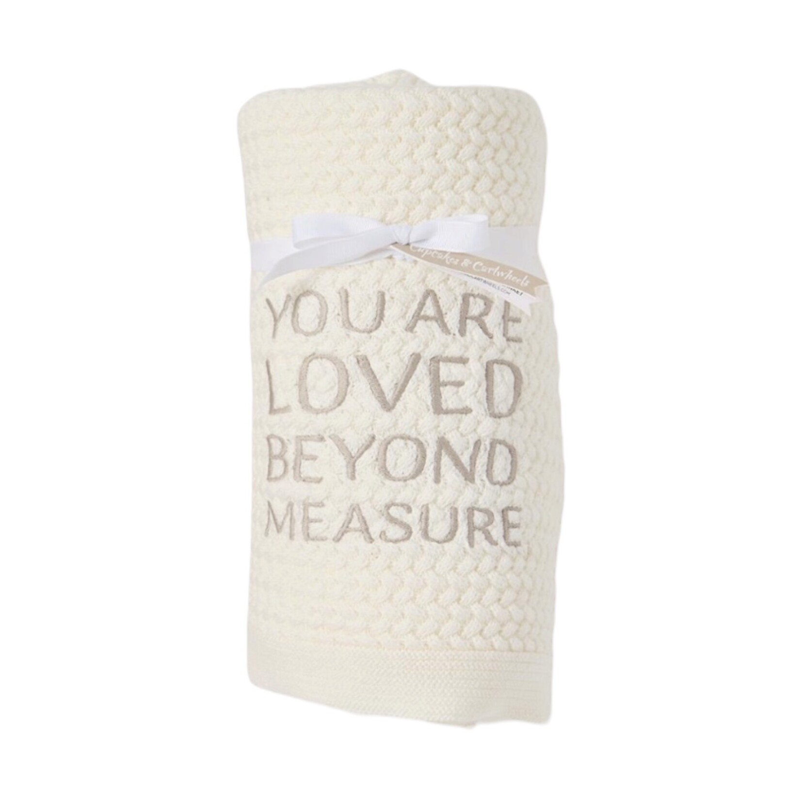 Cupcakes & Cartwheels You Are Loved Creamy White Knit Blanket