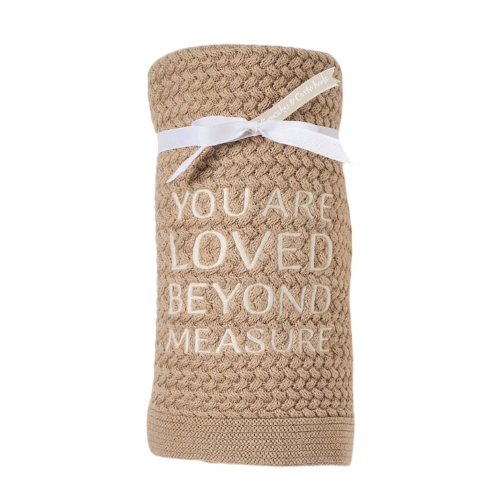 Cupcakes & Cartwheels You Are Loved Taupe Knit Blanket