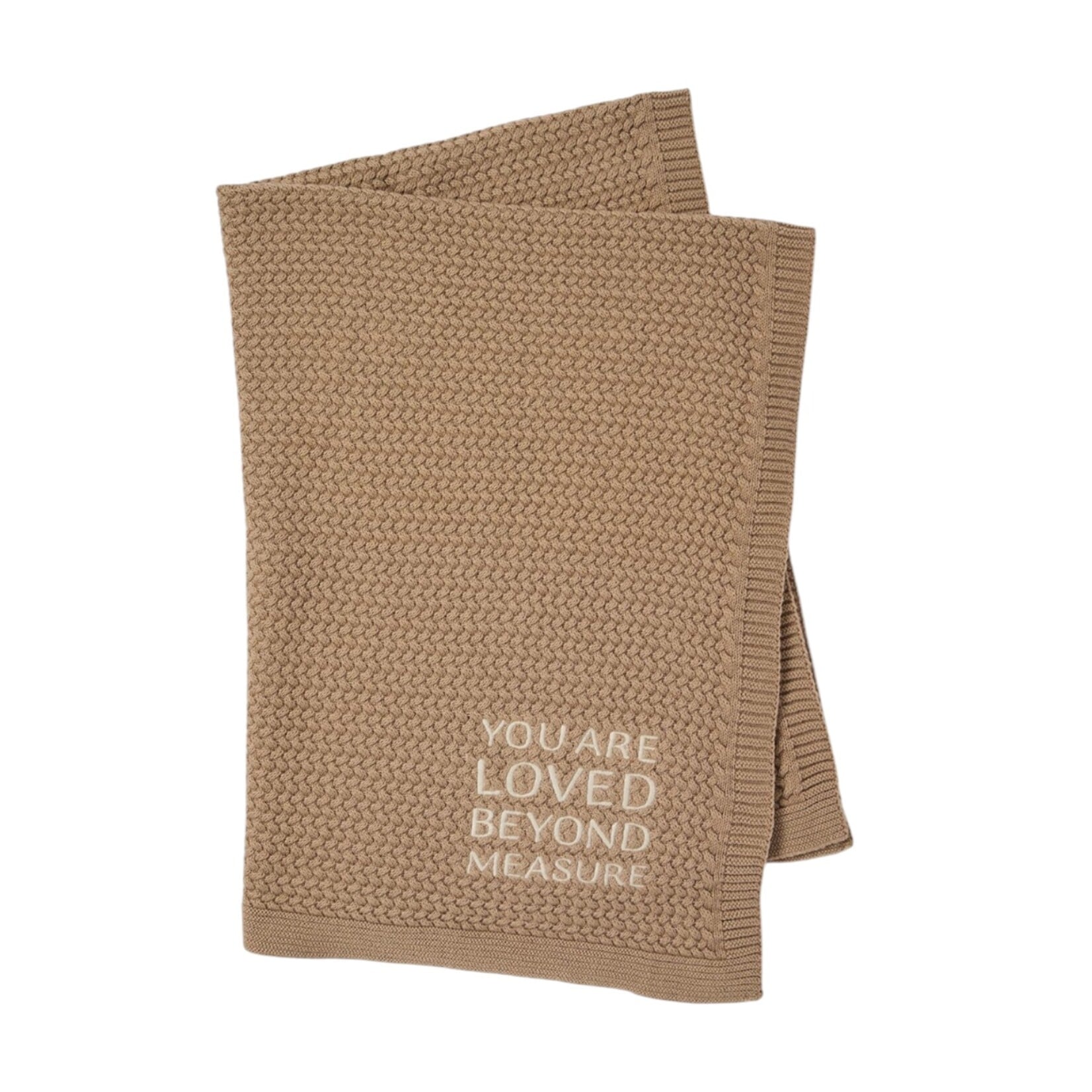 Cupcakes & Cartwheels You Are Loved Taupe Knit Blanket
