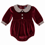 Emma Jean Velvet Plaid Burgundy Bubble