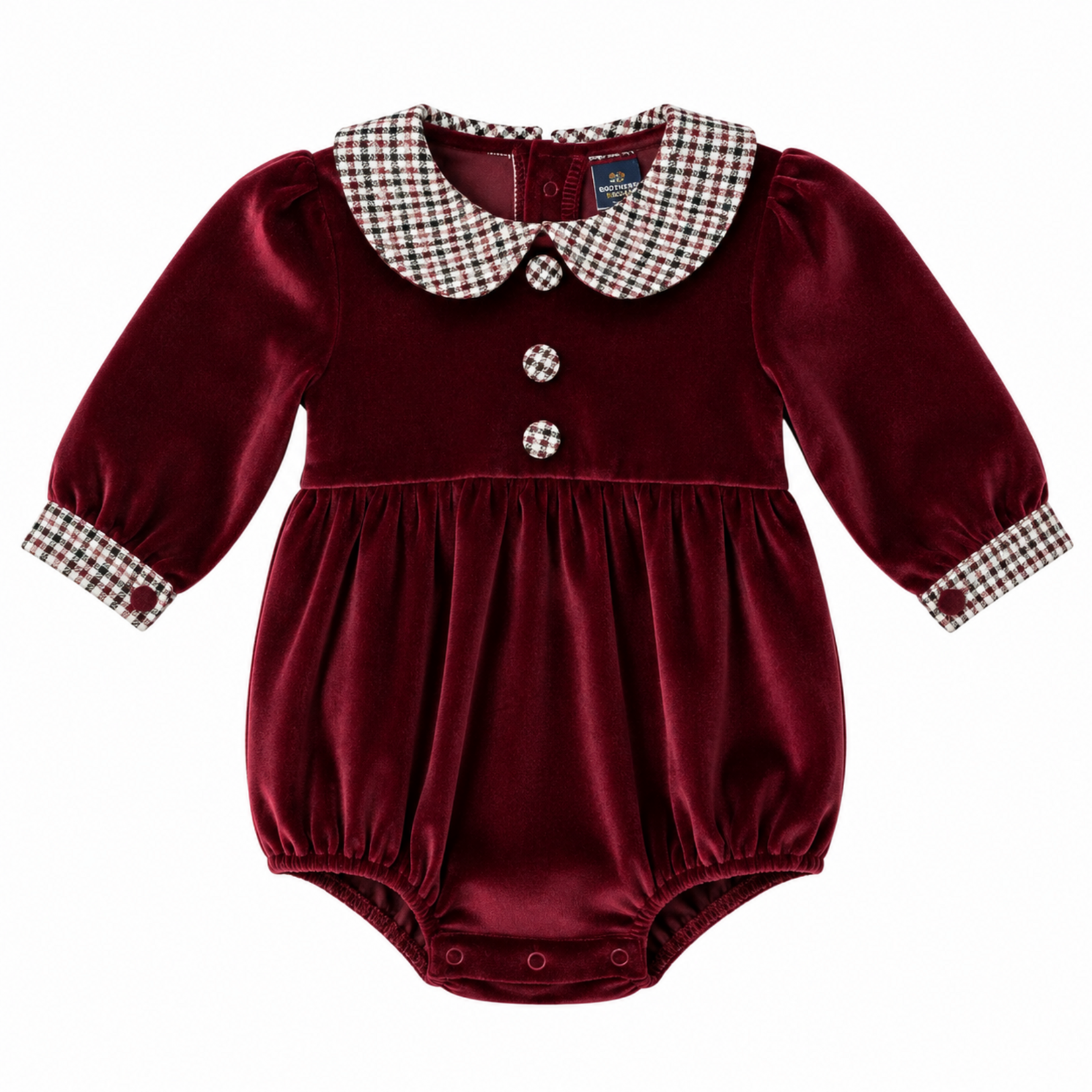 Emma Jean Velvet Plaid Burgundy Bubble