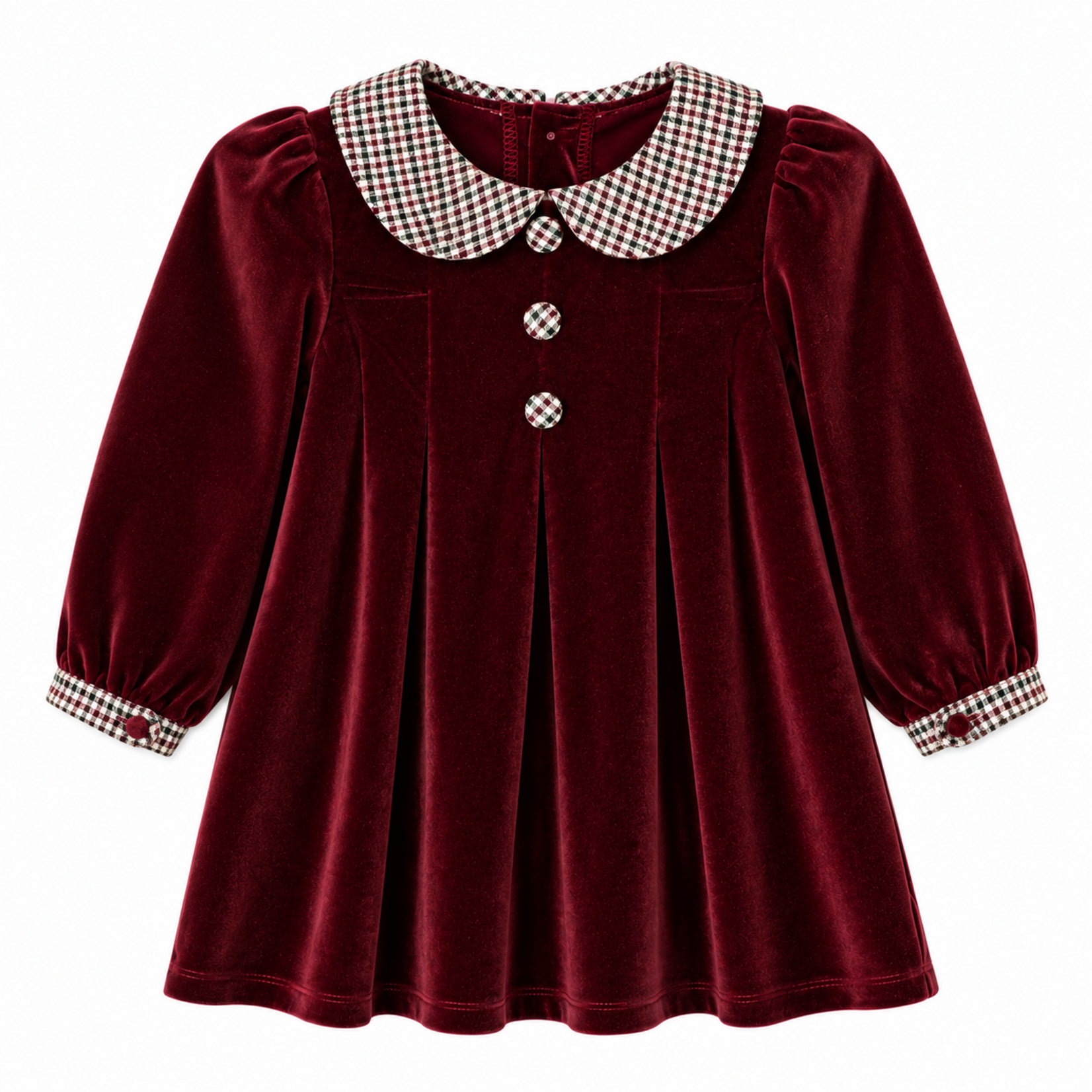 Emma Jean Velvet Plaid Burgundy Dress