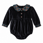 Emma Jean Velvet Plaid Navy Bubble