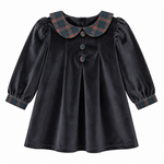 Emma Jean Velvet Plaid Navy Dress