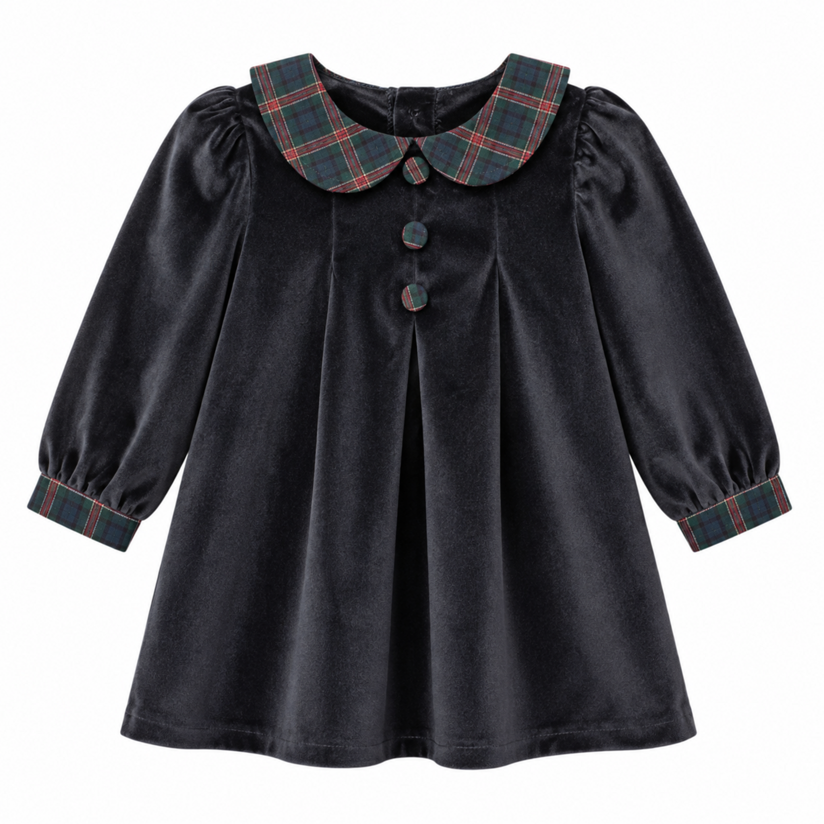 Emma Jean Velvet Plaid Navy Dress