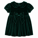 Emma Jean Green Velvet Bow Dress