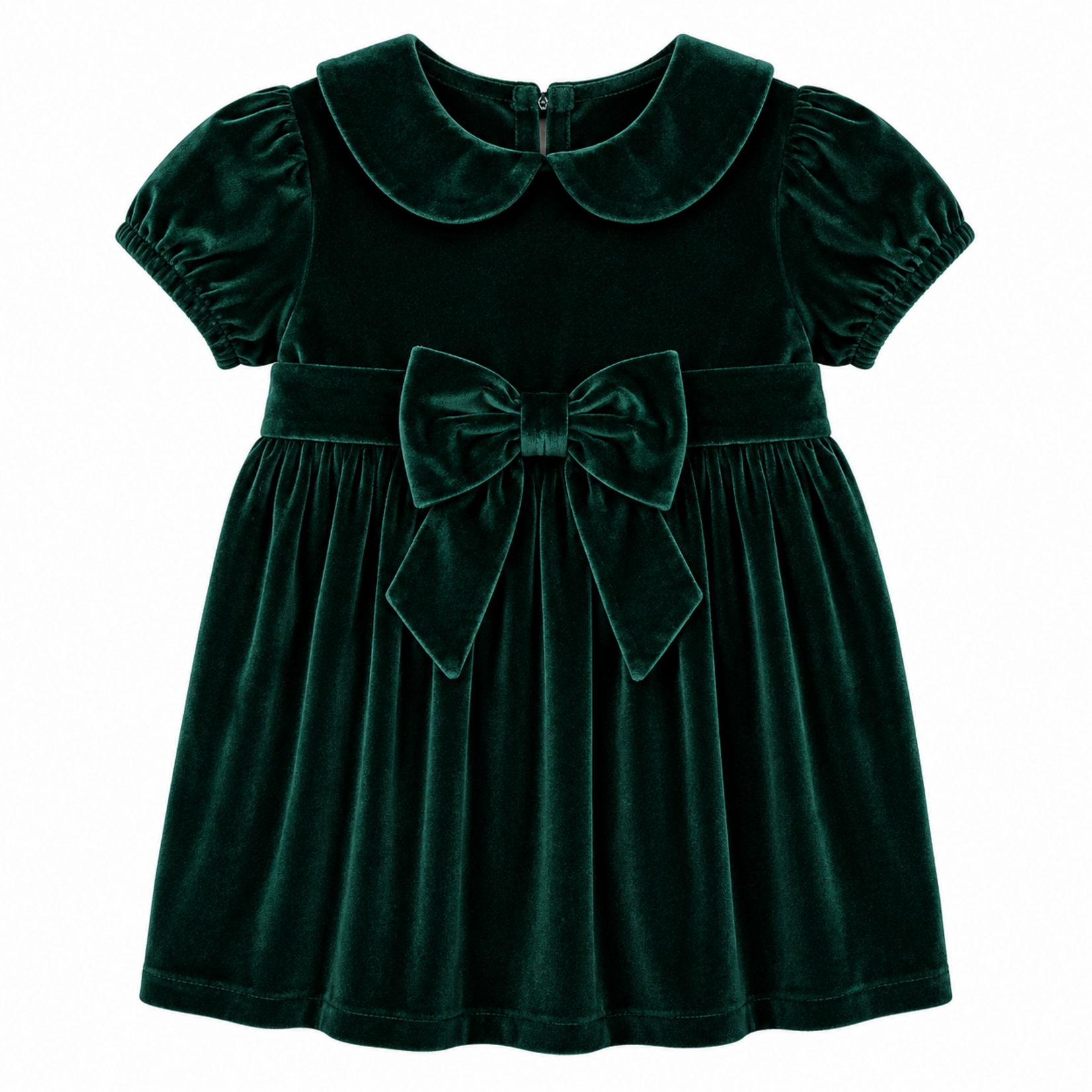 Emma Jean Green Velvet Bow Dress