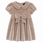 Emma Jean Tan Velvet Bow Dress