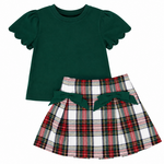 Emma Jean Green & Red Plaid Skirt Set
