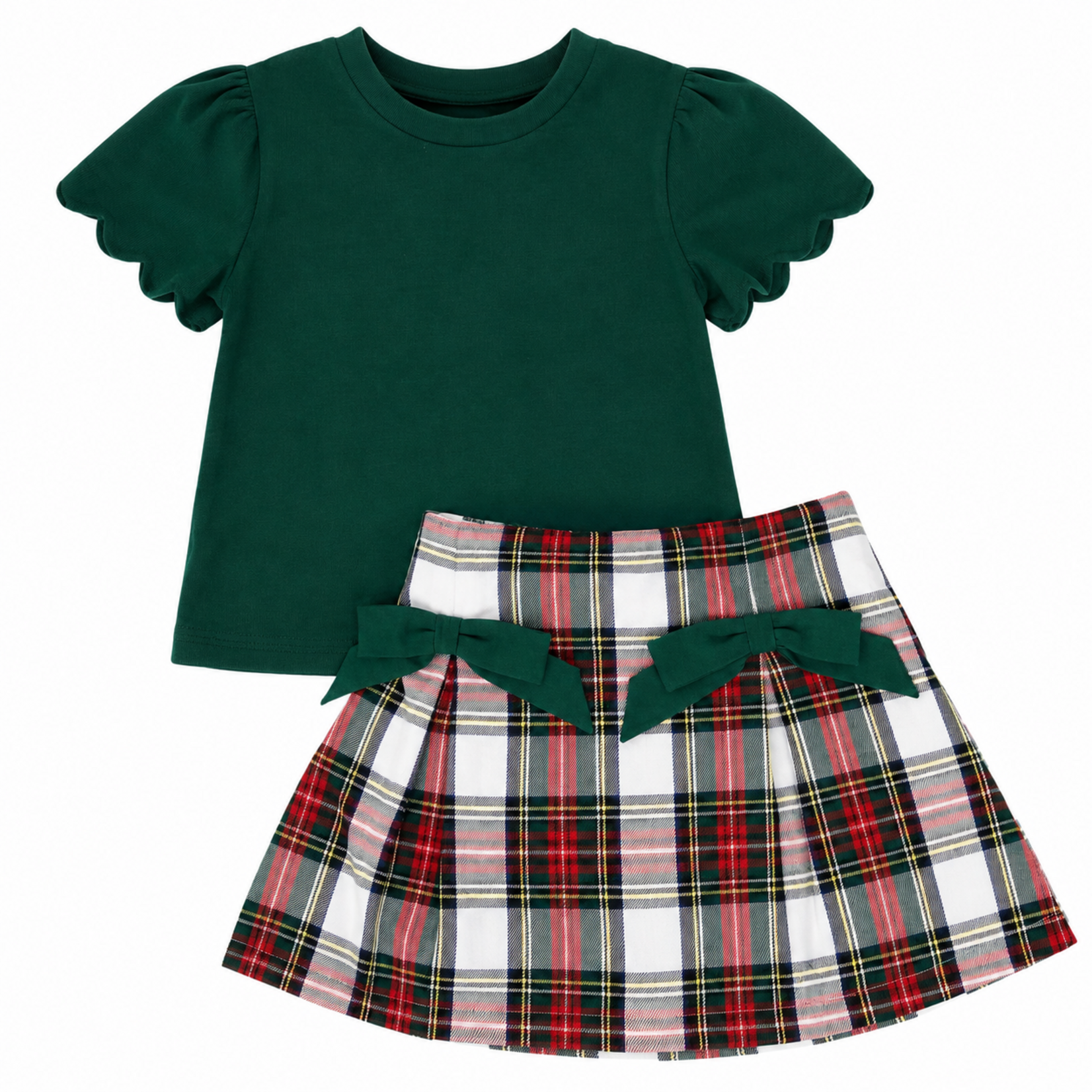 Emma Jean Green & Red Plaid Skirt Set
