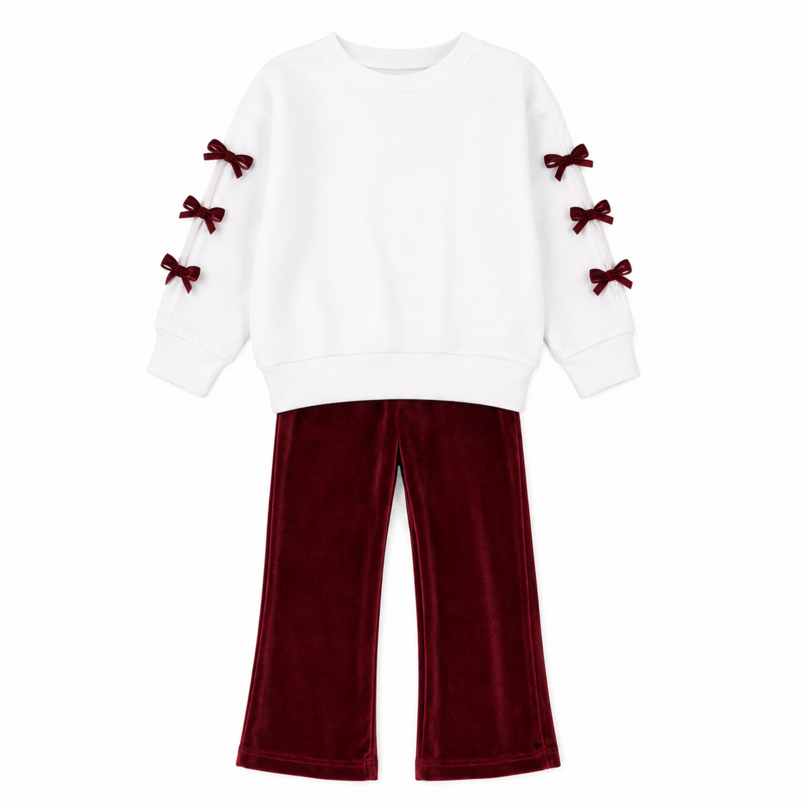 Emma Jean Burgundy Velvet Trinity Set