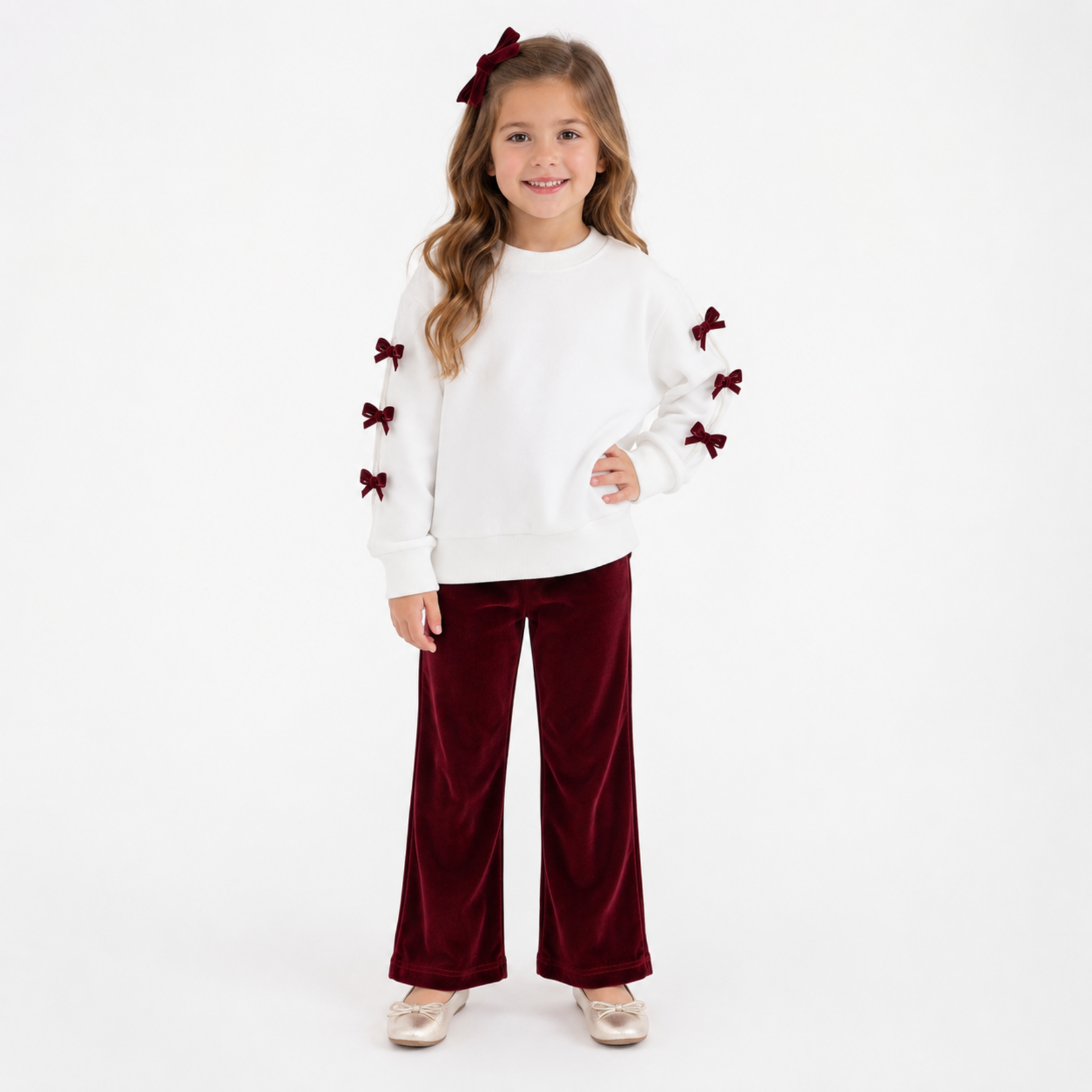 Emma Jean Burgundy Velvet Trinity Set