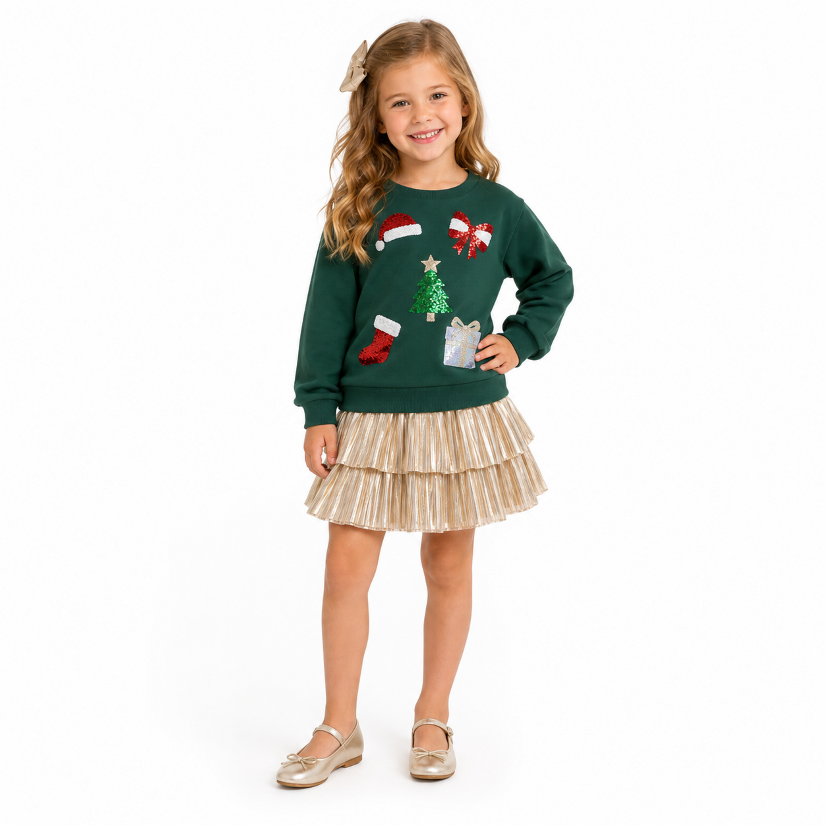 Emma Jean Gold Pleated Skort