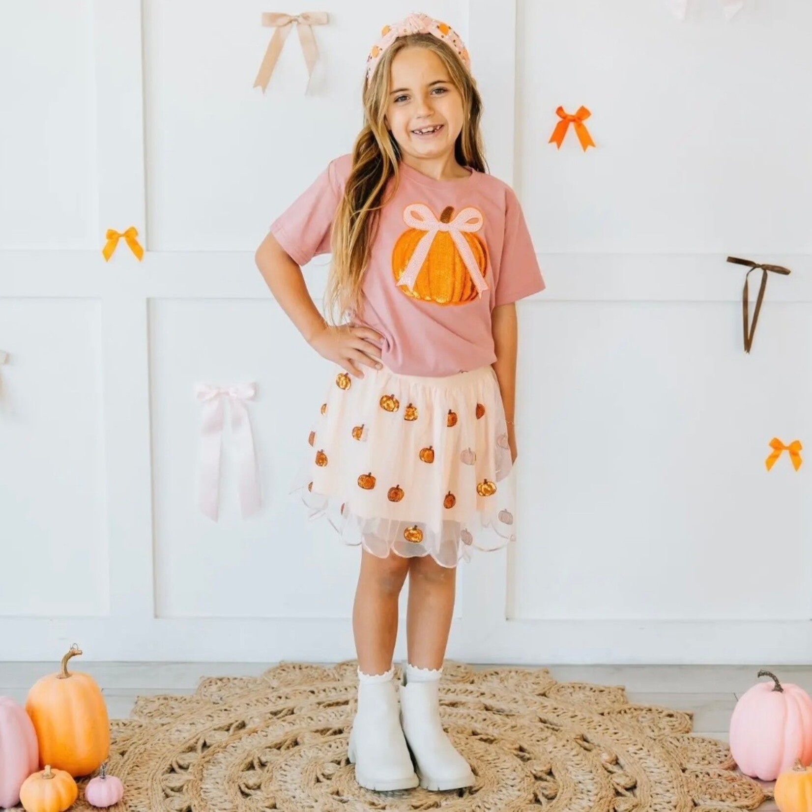 Sweet Wink Pumpkin Sequin Scallop Tutu