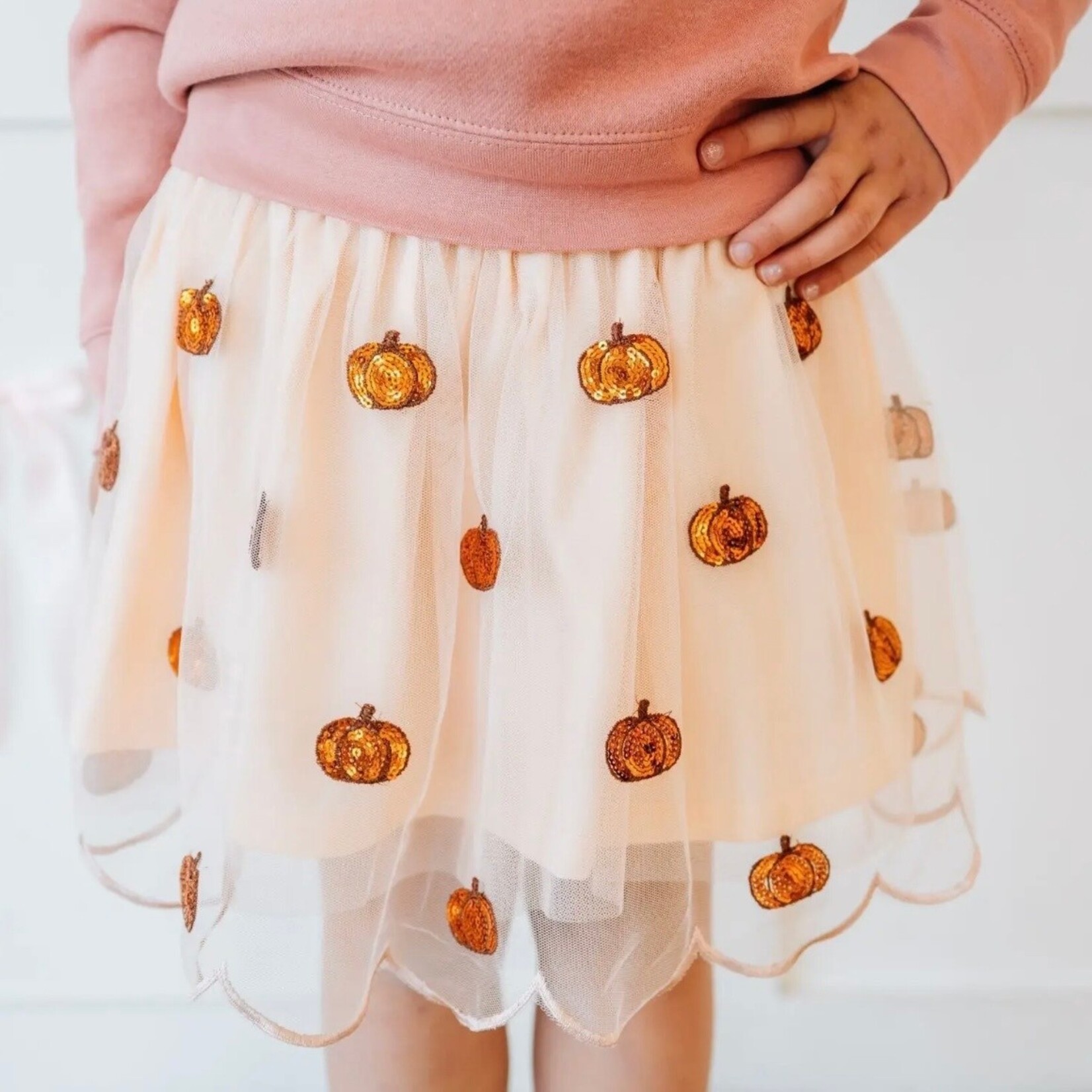 Sweet Wink Pumpkin Sequin Scallop Tutu