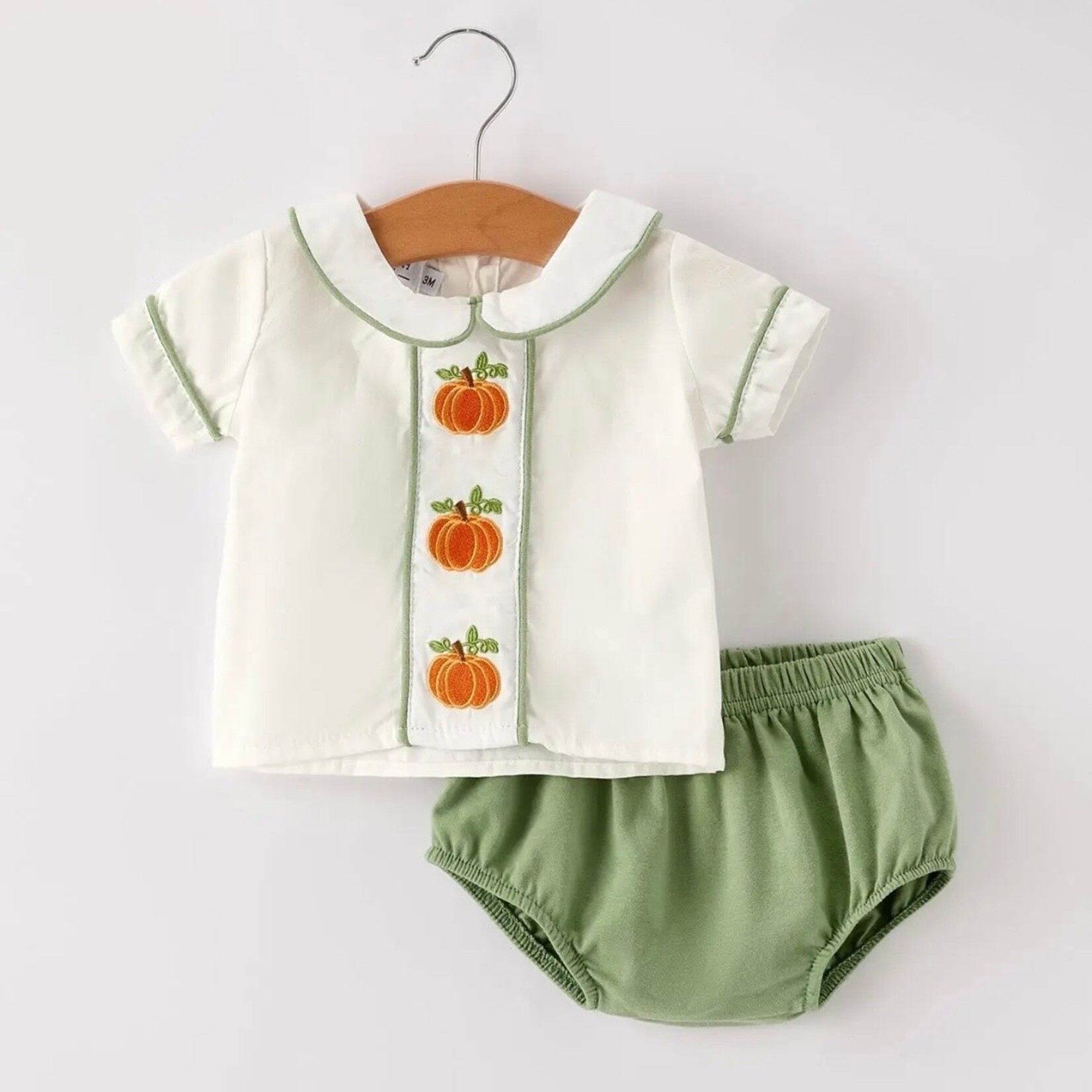 Rylee Faith Designs Sage Pumpkin Boys Bloomer Set