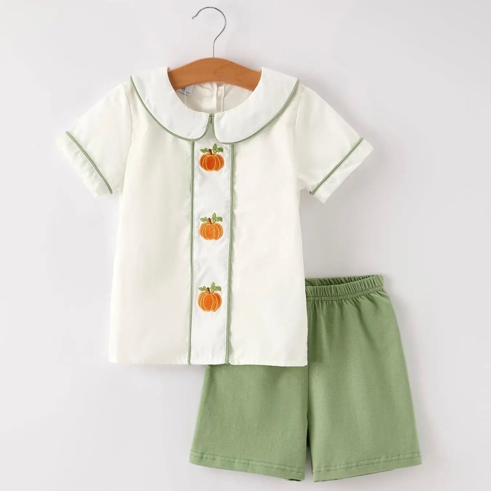 Rylee Faith Designs Sage Pumpkin Boys Short Set