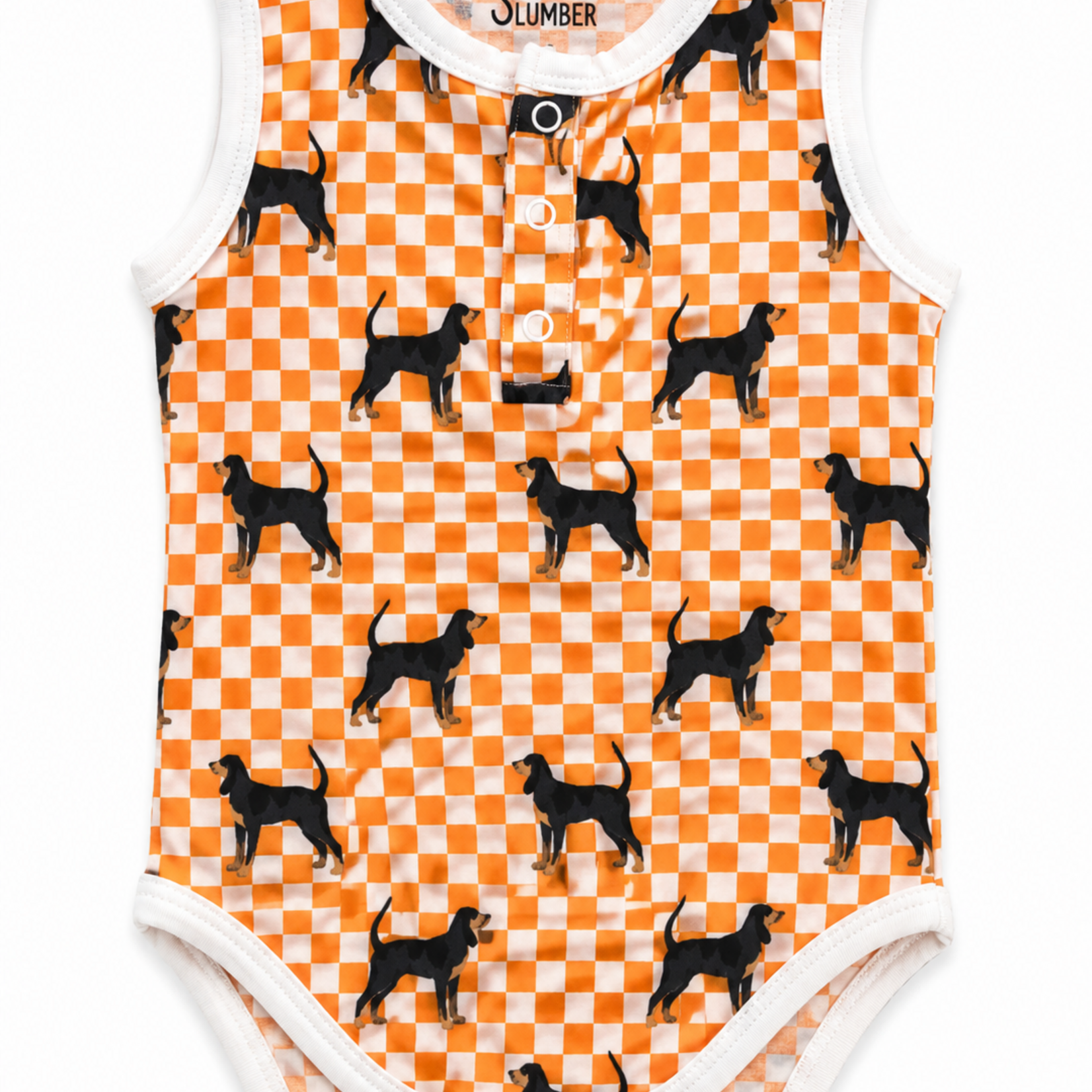 Southern Slumber Checkered Coonhound Henley Onesie