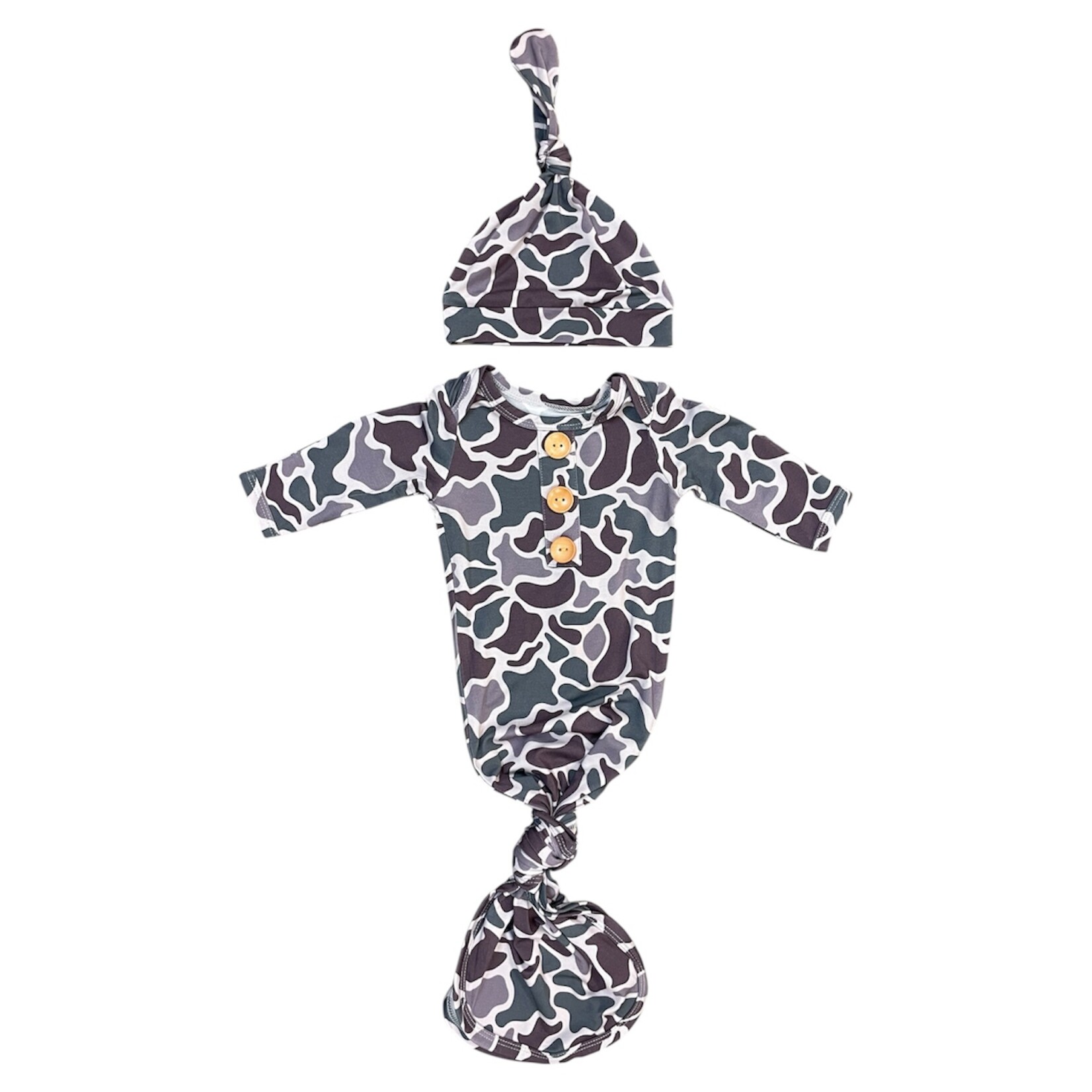 Twinkling Star Hideaway Camo NB Knotted Gown Set