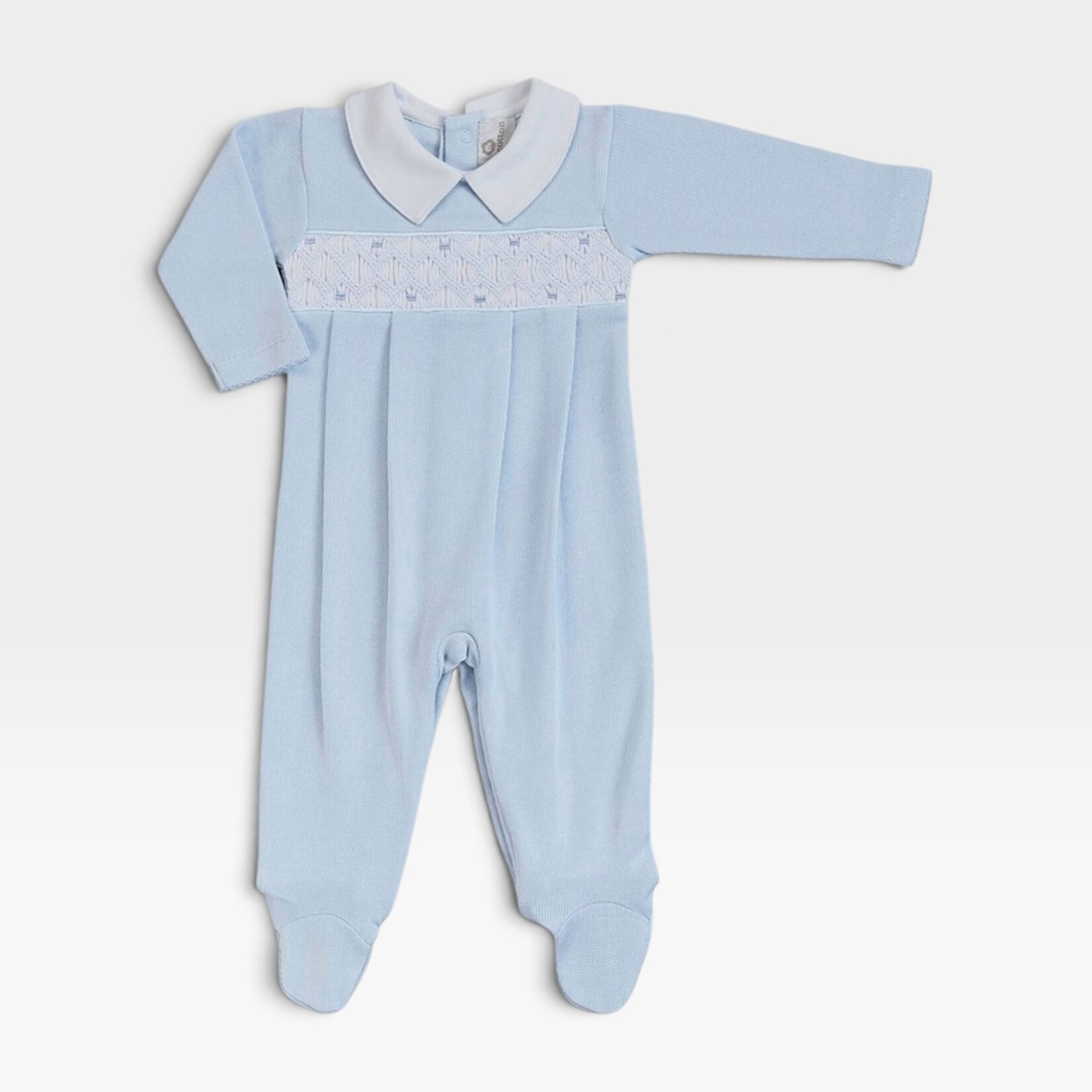 Mio Cotton Tarik Blue Smocked Footie l