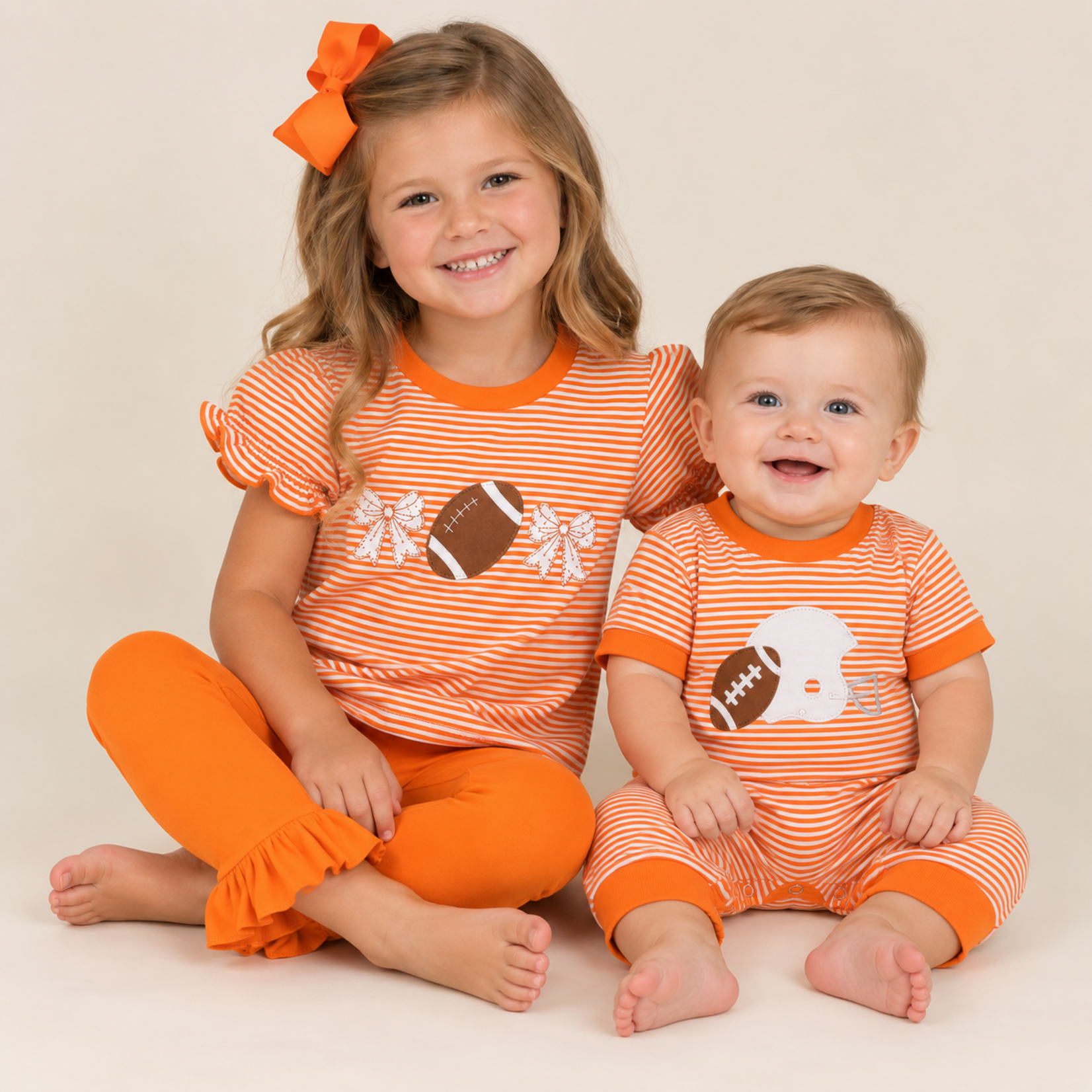 Three Sisters Tennessee Orange Football Romper