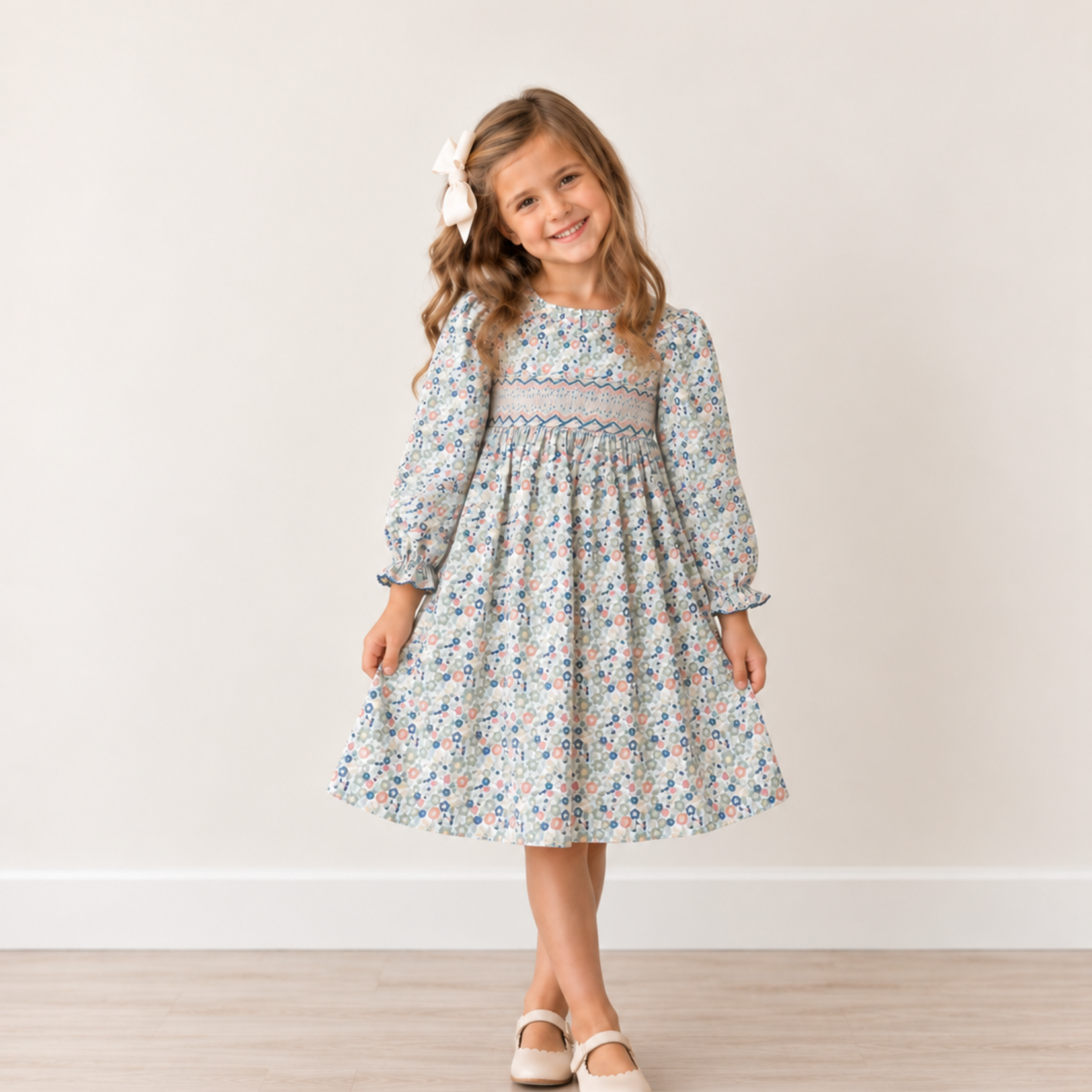 Three Sisters Vintage Ditsy Smocked Dress