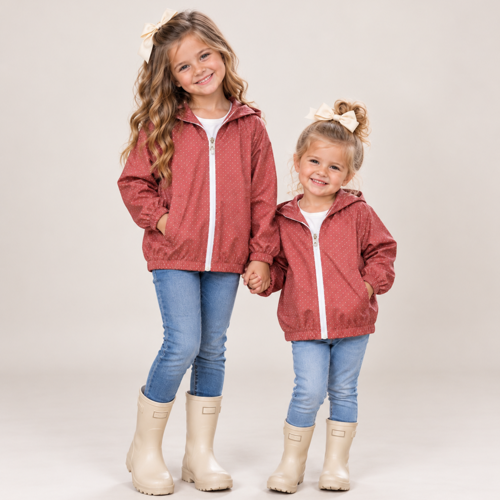 Be Girl Clothing Rose Brown Dot Rain Jacket