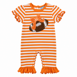 Three Sisters Orange Football Girl Romper