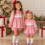 Three Sisters Santa Smocked L/S Bloomer Set